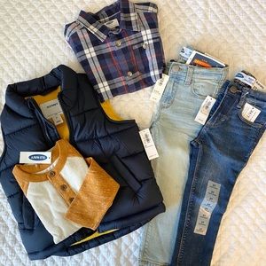 Old Navy NWT Toddler Boy Fall Set Vest Jeans Shirt